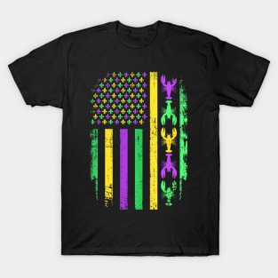 Mardi Gras US American flag with New T-Shirt